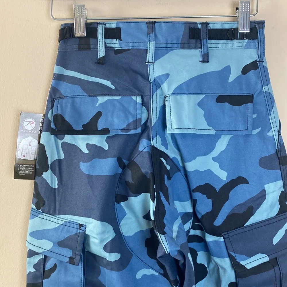 Rothco Military Sky Blue Camo High Rise Adjustable Waist Cargo Jogger Sweatpants - Picture 10 of 14